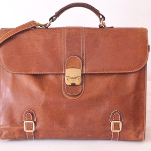 Porte-documents vintage en cuir marron - 3 séparateurs, poches et code de sécurité (années 1990)