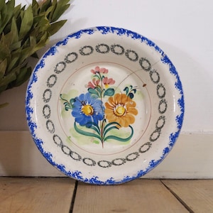 Antique Large Faience Bowl Handcrafted, 1930s, Farmhouse Decor