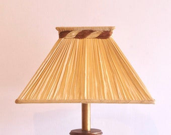 Silk ivory lampshade, ruffled and lined (1980s)