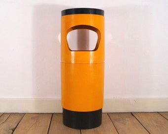 Vintage French Standing Ashtray – 1970s Jean-René Talopp Space Age Design in Yellow – Sculptural Retro Multifunctional Piece