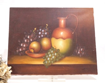Still life original oil on canvas painting (1980s)