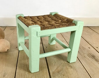 Small bench made of wood and wicker 1960s