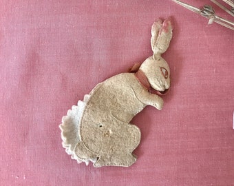 Antique handmade felt needle holder rabbit (1920s)