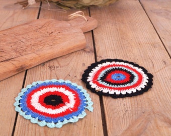 Crocheted pot holders / hot pads pair 1970s
