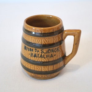 Hand-Painted Portuguese Faience Mug: 1970s Retro Decor