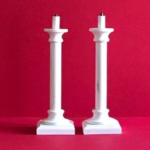 Basi per lampada da tavolo in legno bianco abbinate a Décapé, pronte per essere elettrificate - Vintage ecologiche