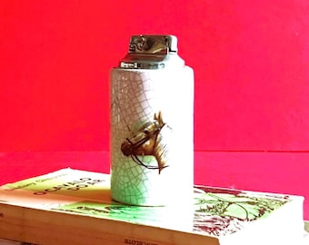 Encendedor de porcelana vintage con diseño de cabeza de caballo - Pieza decorativa o de colección, no funcional (años 50-60)
