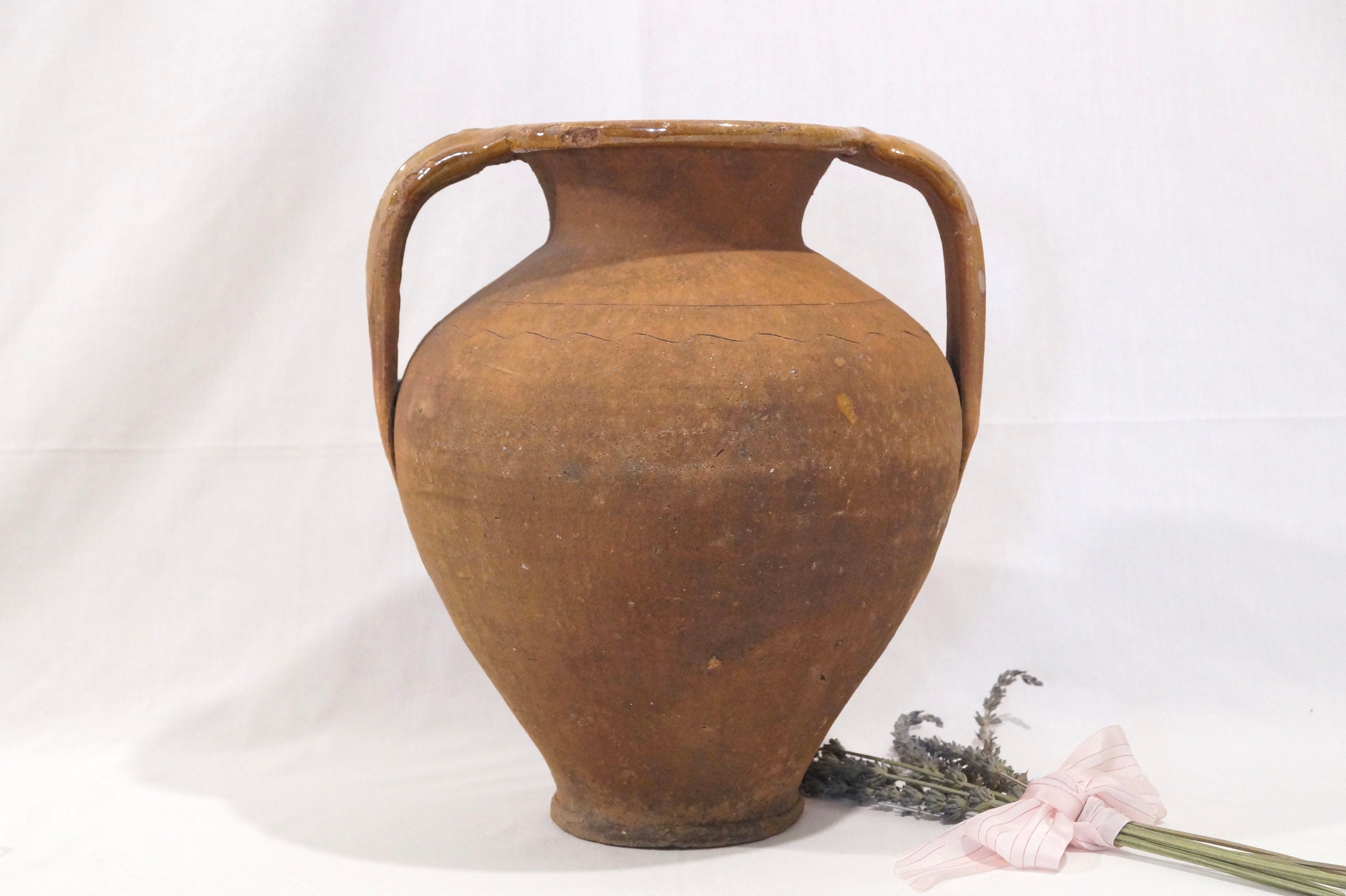 Antique Portuguese Handmade Clay Olive Pot (19th Century) – Rustic Charm with Patina and History