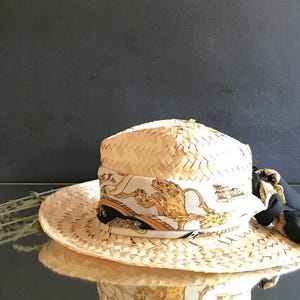 Handmade Vintage Straw Hat - Natural with or without Black Ribbon | Customizable with Scarf | Light & Stylish