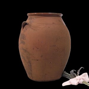 Antico grande vaso di terracotta per olive fatto a mano, circa 1920 – Stile rustico chic e Wabi Sabi