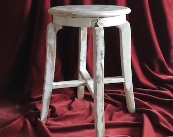 Sgabello antico scultoreo dipinto - Inizio XX secolo - Tavolino in legno