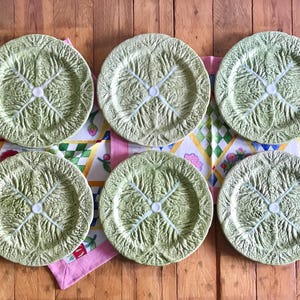 Vintage Bordallo Pinheiro Cabbage Plates (Set of 2) - Portuguese Majolica Hampton Decor