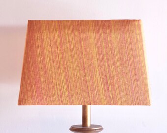 Abat-jour carré en sisal coloris orange pour lampe de table ou suspension au plafond (1990)