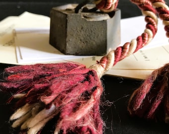 Vintage Iron Paperweight 1 kg - Rustic Industrial Desk Accessory with Decorative Trimming Cord (1930)