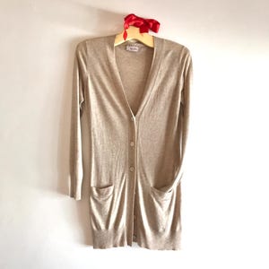 Vintage 90s Red Globe Cardigan: Wool Silk Cashmere Blend, Size M