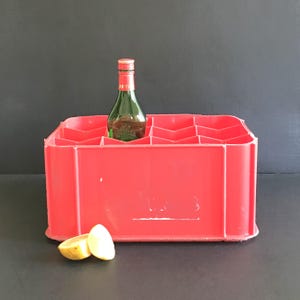 Vintage 1970s Schweppes Red Plastic Bottle Crate – Worn Advertising Display