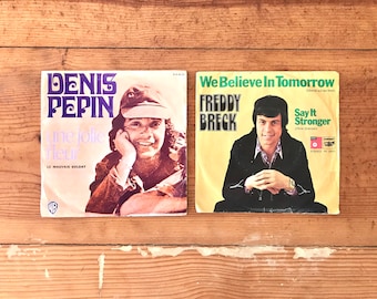 2 discos de vinilo de 7" de Freddy Breck y Denis Pepin (década de 1970)