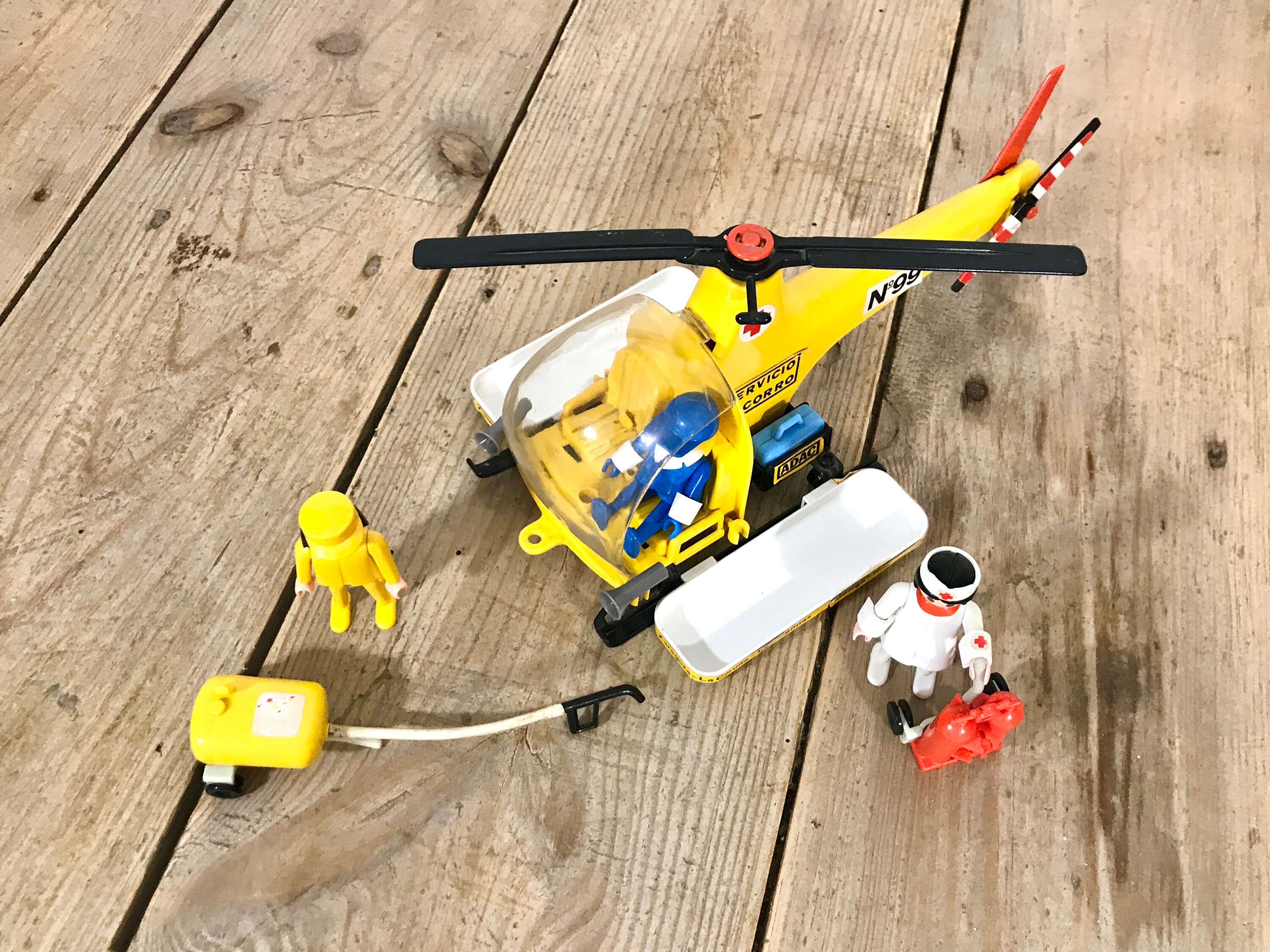 Playmobil 3247 Hélicoptère Secours 1977 – Vintage Complet Avec Boîte TBE