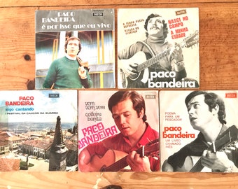 5 Portuguese music vinyl 7" record of Paco Bandeira (1970s)