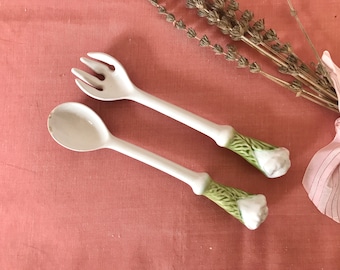 Rare Bordallo Pinheiro salad faience cutlery model cauliflower (1980s)