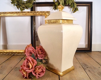 Large ginger jar with gold leaf