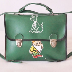 Sac à dos scolaire vert vintage des années 1980 pour enfants - Parfait pour les accessoires de présentation, de théâtre et de photographie