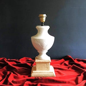 Glazed Faience Lamp Base – Tuscan Style with Leaf Motifs, 1980s