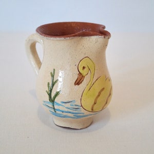 Vintage Small Clay Jug – Handmade and Handpainted in Alentejo, 1970s, Rustic Flower Decor