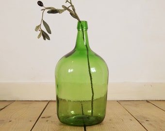 Vintage 5L Light Green Demijohn Bottle (1970s) – Classic Glass Decanter, Retro Home Decor