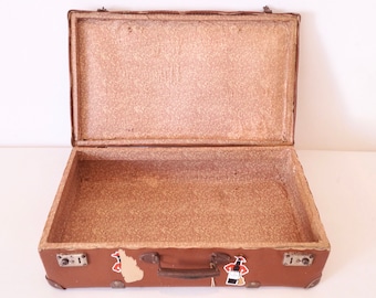 Valise de rangement en carton marron (années 1950)