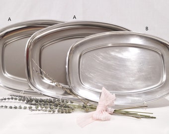 Piatto da portata vintage in acciaio inox, vassoio retrò, piatto da portata, venduto singolarmente, 1970