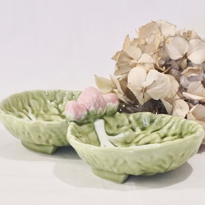 Vintage Bordallo Pinheiro Faience Double Serving Bowl – 1980s, Hamptons Style