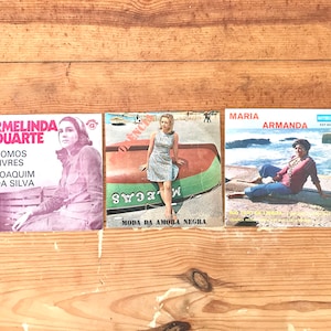 Vintage Portuguese 7&quot; Vinyl Record Set: 1970s-80s Music