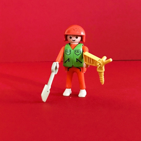 Vintage Playmobil Construction Men – 1980s – Kids Toy for Play Collecting