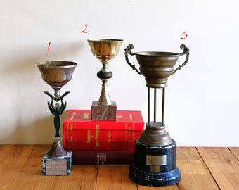Troféu vintage banhado a prata e latão: anjo, banhado a ouro ou com alça - Décadas de 1980 e 1990