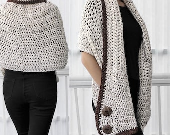 Crochet pattern, DARLEE Pocket Shawl, Women crochet pattern, Crochet wrap pattern, Crochet pocket shawl, Crochet Poncho-Crochet pocket Scarf