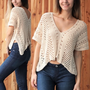 Knit pattern-ALAYA Knit top PDF-Lace knit top-Knitted top for women-Knit pattern-Festival top-Sleeveless top-Knitted Boho top, Sizes XS -2XL