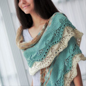 Knitting pattern, Women knit pattern, wrap pattern, Patron tricot PDF – Ida Shawl, hand knitted lace shawl, easy knit, wrap, neck warmer