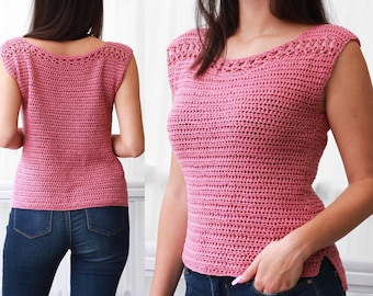 Crochet pattern-ROSE Crochet top pattern-Women crochet pattern- Crop top pattern- Beach cover-up, Festival top- Boho lace top- sizes: XS-XXL