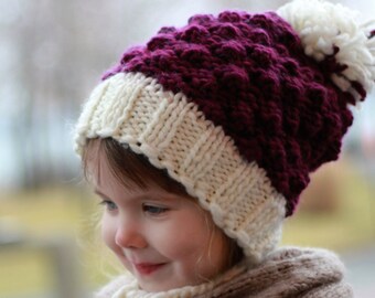 Knitted hat PDF-Knit pattern-Knit Hat-DOROTHY Bubble hat Slouchy Beanie Hat-Bubble knit-Puff knit hat-(12/18 month-Toddler-Child–Teen-Adult)