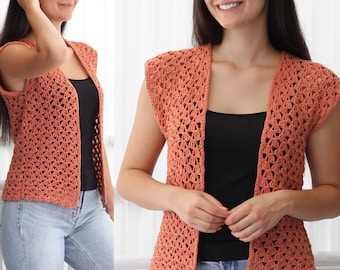 Crochet pattern-HARPER Crochet cardigan pattern PDF-Women crochet pattern-pullover pattern- crochet shrug -summer cardigan top-sizes XS-3XL