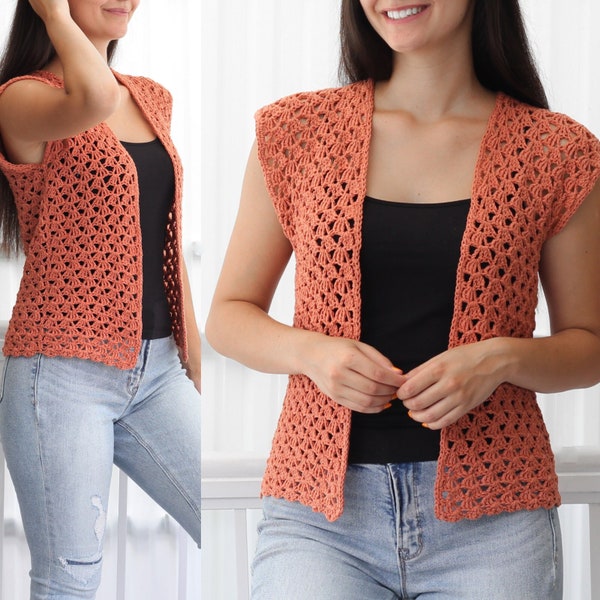 Crochet pattern-HARPER Crochet cardigan pattern PDF-Women crochet pattern-pullover pattern- crochet shrug -summer cardigan top-sizes XS-3XL