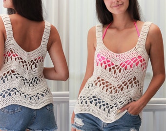 Crochet pattern- CALIDA Crochet top pattern -Women crochet pattern- Crop top pattern- Beach cover-up, Beginner top pattern size S,M,L,XL,XXL