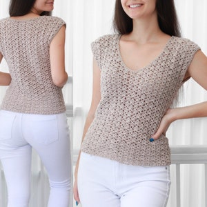 Haakpatroon- SOPHIA-patroon gehaakte top-Haakpatroon dames-Crop top-patroon- Strandjurk-Festivaltop-Boho-kantentop-maten XS-XXL