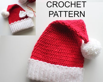 Easy Crochet pattern-Crochet Jolly SANTA hat-Crochet Christmas Ho Ho Ho hat pattern PDF-Xmas hat-Hat Pattern/ Toddler-Child-Teen-Adult size