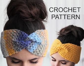 Crochet Pattern PDF-LEAH- Crochet headband -Turban Pattern- Boho Head Wrap, Crochet Headband pattern, Crochet Headwarm, Crocheted Headband