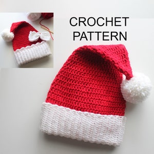 Easy Crochet pattern-Crochet Jolly SANTA hat-Crochet Christmas Ho Ho Ho hat pattern PDF-Xmas hat-Hat Pattern/ Toddler-Child-Teen-Adult size