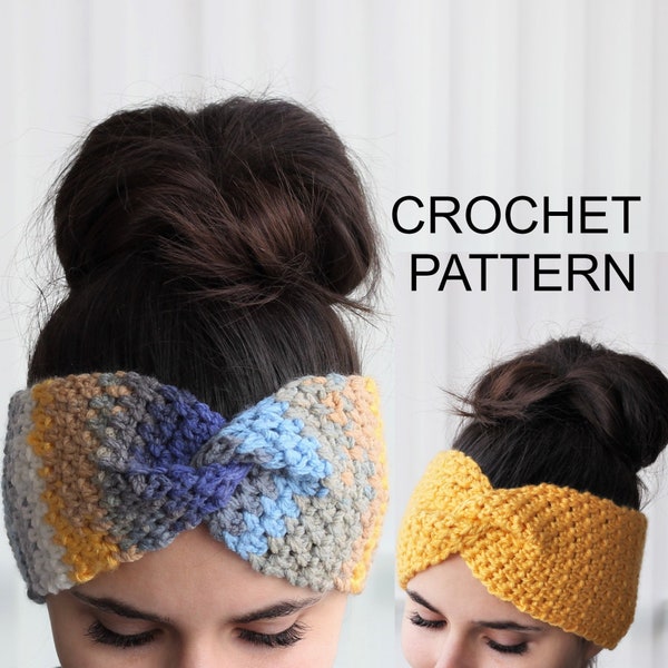 Crochet Pattern PDF-LEAH- Crochet headband -Turban Pattern- Boho Head Wrap, Crochet Headband pattern, Crochet Headwarm, Crocheted Headband