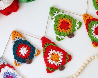 Crochet Pattern- 30 minutes JOLLY Christmas Tree Crochet Ornament- Tree Garland Holiday Christmas Decorations-Christmas Gifts Winter Decor