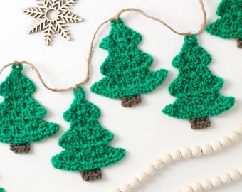 Motif au crochet - 10 minutes de décoration d'arbre de Noël au crochet - 2 tailles de guirlande d'arbres, décorations de Noël pour les fêtes, cadeaux de Noël, décoration d'hiver